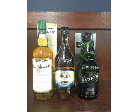 BLACK BOTTLE Blended Scotch Whisky 70cl, 40% volume, in carton. GLEN ORCHY AGED 5 YEARS Blended Malt Scotch Whiksy 70cl, 40% 