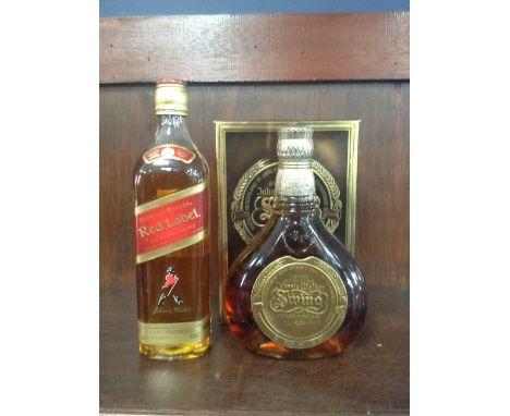 JOHNNIE WALKER SWING Blended Scotch Whisky 75cl, 40% volume, in carton. JOHNNIE WALKER RED LABEL Blended Scotch Whisky 70cl, 