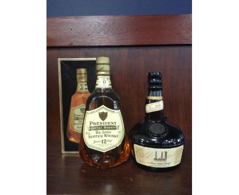 DUNHILL OLD MASTER Blended Scotch Whisky 700ml, 43% volume. PRESIDENT SPECIAL RESERVE 12 YEARS OLD Blended Scotch Whisky 75cl