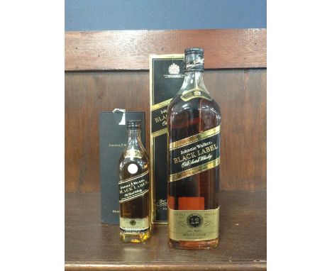 JOHNNIE WALKER BLACK LABEL AGED 12 YEARS - ONE LITREOne litre, 43% volume, in carton. WALKER BLACK LABEL AGED 12 YEARS 20CL B
