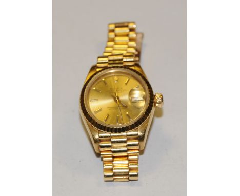 Rolex - a ladies 18ct gold Oyster Perpetual Datejust superlative chronometer bracelet wristwatch, Ref 79178, champagne dial, 