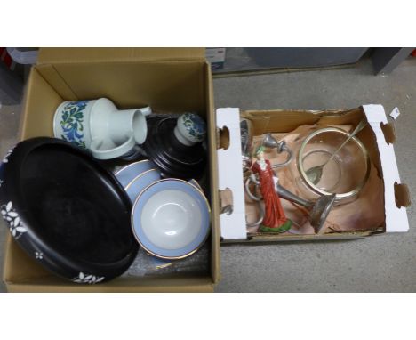 A Doulton four setting dinner set, a Royal Doulton figure, Karen, a Phoenix ware bowl, a/f, a Midwinter coffee pot and a coll