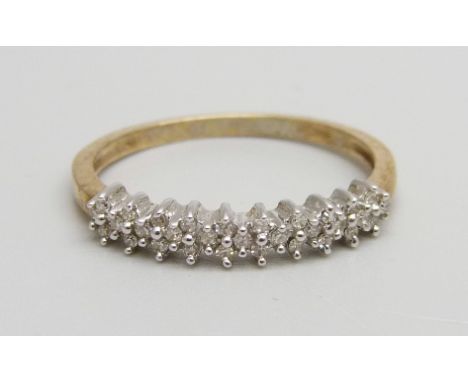 A 9ct gold and diamond ring, 2.2g, S 