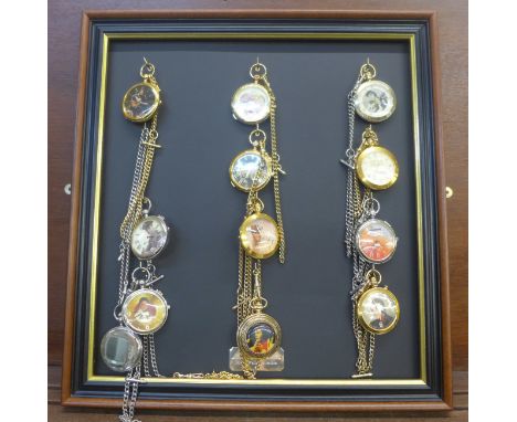 A collection of twelve The Official Elvis Presley Pocket Watch Collection, all with chains 