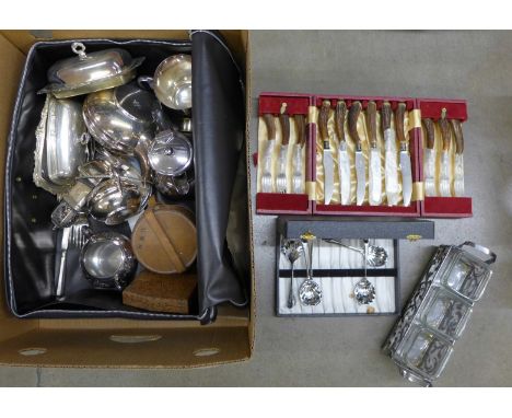 A collection of plated ware including a tea service **PLEASE NOTE THIS LOT IS NOT ELIGIBLE FOR POSTING AND PACKING** 