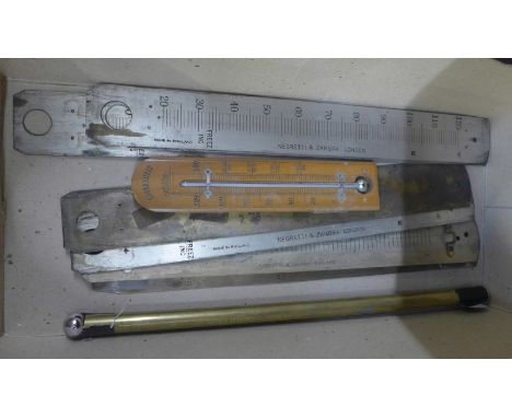Negretti and Zambra thermometer scales (7) and one complete plus a mercury tube 