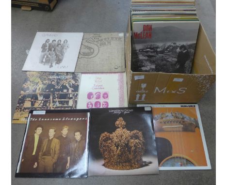 A box of over 50 folk and Celtic rock LP records including Steeleye Span, Fairport Convention, Johnstons and Clubliners, etc.