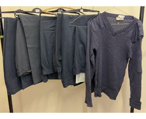 6 pairs of vintage Royal Air Force blue trousers together with a RAF jumper. 