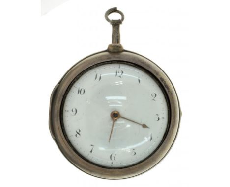 A SILVER PAIR CASED VERGE WATCH, BY JAS WILLIAMS LONDON, WITH ENAMEL DIAL AND FLAT CENTRED GLASS, LONDON 1803