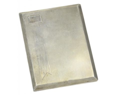 A GEORGE V SILVER CIGARETTE CASE, ENGINE TURNED, 11CM W, BIRMINGHAM 1932, 6OZS 10DWTS