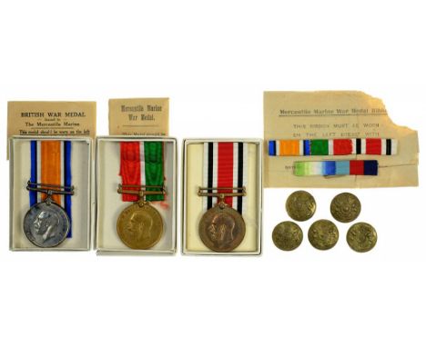 WORLD WAR ONE GROUP OF THREE, MERCANTILE MARINE WAR MEDAL, BRITISH WAR MEDAL AND SPECIAL CONSTABULARY FAITHFUL SERVICE MEDAL,