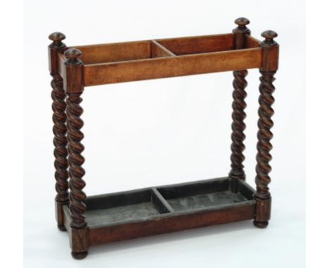 EARLY 20TH C OAK STICK STAND WITH LEAD LINER, 70 X 72CM