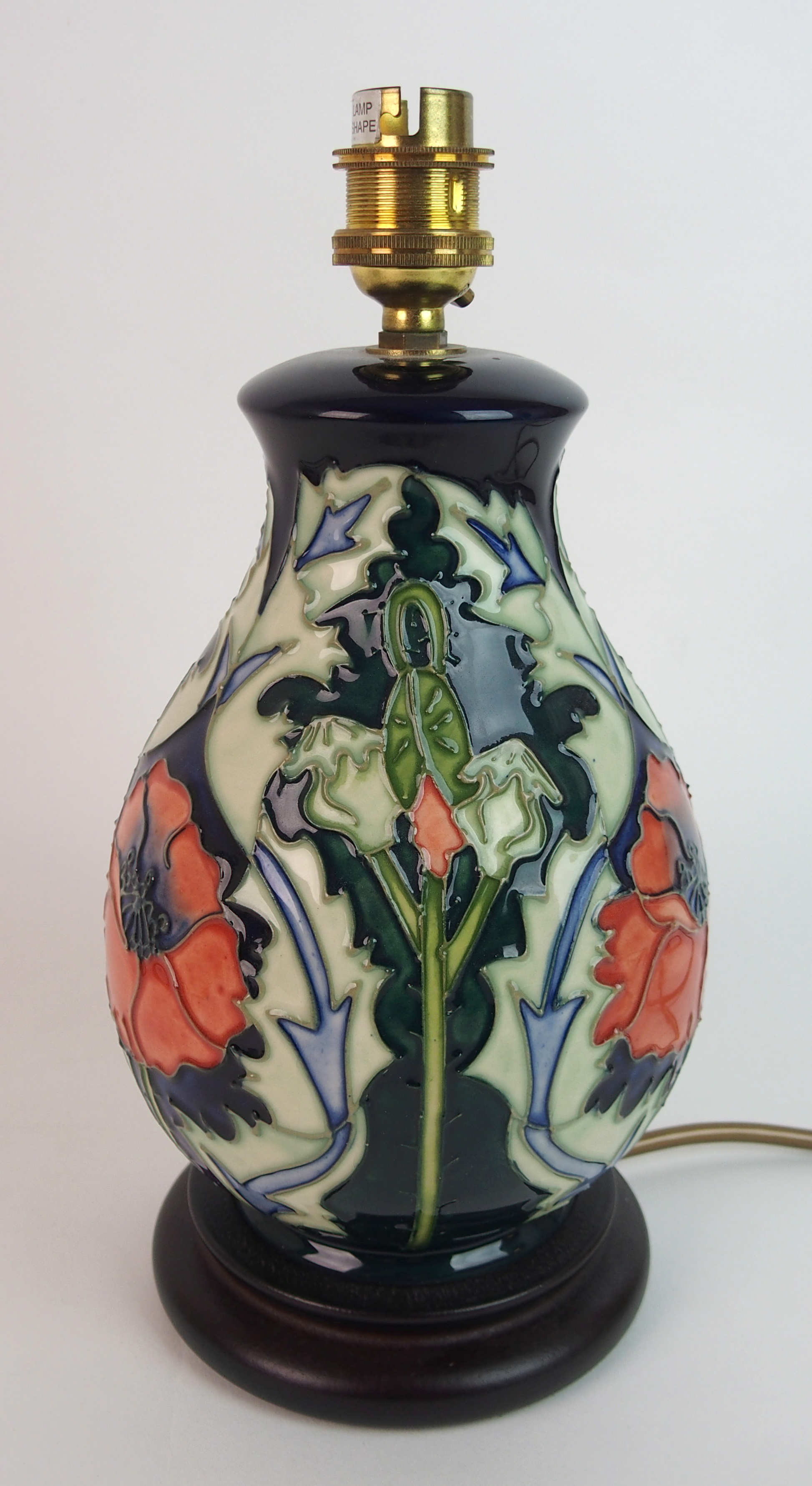 Two Moorcroft pottery Poppy lamp bases designed by Rachel Bishop ...