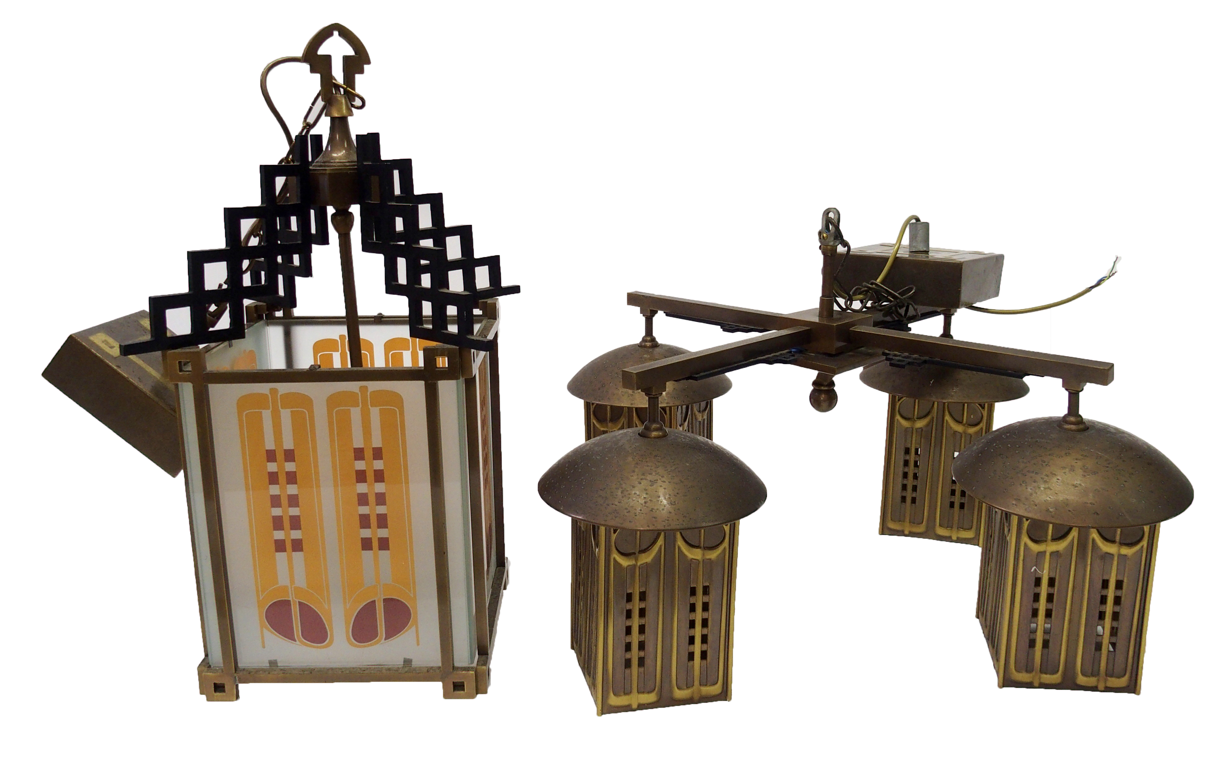 A Mackintosh style Glasgow School of Art reproduction copper hanging