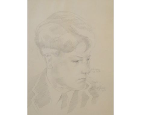 •GILBERT SPENCER RA (British 1892 - 1979) PORTRAIT OF A BOY (W R HORNBY) Pencil, signed, inscribed and dated 1960, 33.5 x 26c