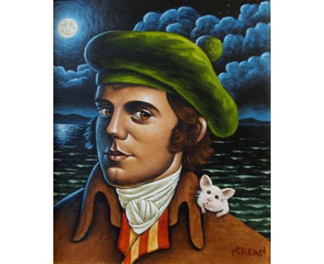 •GRAHAM McKEAN (Scottish b. 1962) PORTRAIT OF ROBERT BURNS Oil on canvas, signed, 30.5 x 25cm (12 x 10")