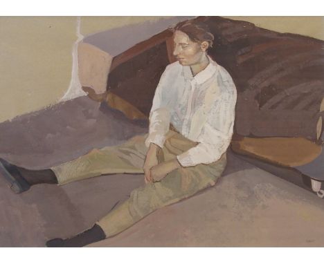 •ALISON WATT ARSA (Scottish b. 1965) PORTRAIT OF A YOUNG WOMAN Gouache, signed, 41 x 58cm (16 1/4 x 22 3/4")