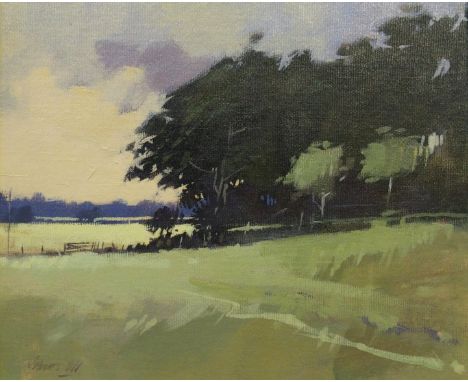 •JAMES ORR (Scottish b. 1931) EVENING LIGHT Oil on board, signed, 23.5 x 28.5cm (9 1/4 x 11 1/4")