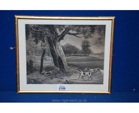 A Hunting Print of dogs chasing the hare