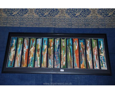 John Piper, large framed screen print 'Arundel' 1959 based on his designs for Oundle School chapel windows, one full repeat o