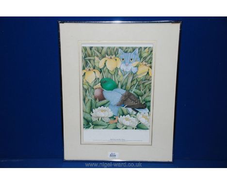 A print of Mallard and Cats, by Helen Mortley, 157/200.