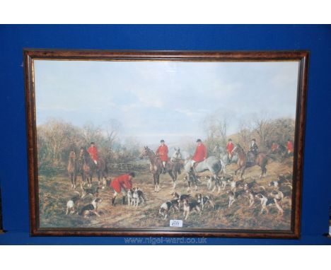 A large hunting Print from an oil painting entitled 'The Meet' by Hayward Hardy (1842-1933)