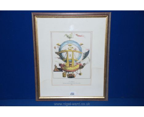 A Lithograph of La Minerve balloon dated 1803