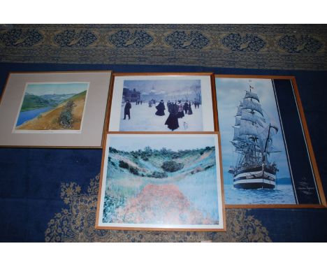 A large Print by Monet 'Poppy Fields in a Hallow near Giverny', a limited edition Print 'Wallforms Tal-y-llyn', etc.