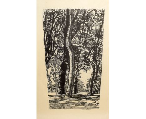 Ethel Gabain (1883-1950), "The Elm and the Ash", black and white lithograph, signed in pencil to lower right margin, 30 x 16c