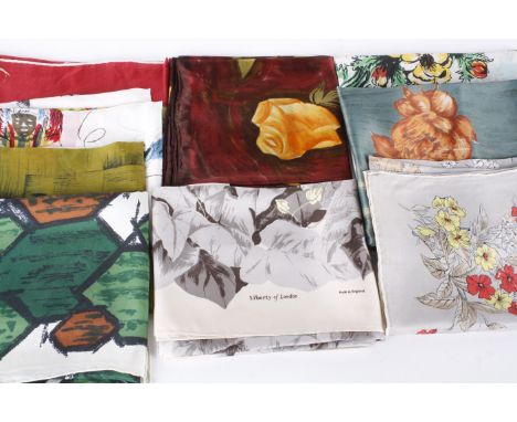 A collection of vintage accessories, including: silk scarves by Jacqmar, Liberty and Clifford Bond; a 1950s brown silk velvet