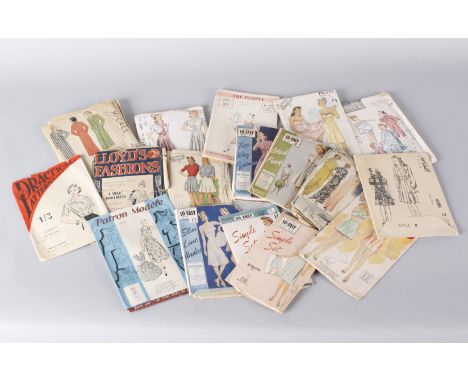 A large collection of vintage sewing patterns dating from the 1920s to the 1950s, for ladies and children, including: Lloyd's