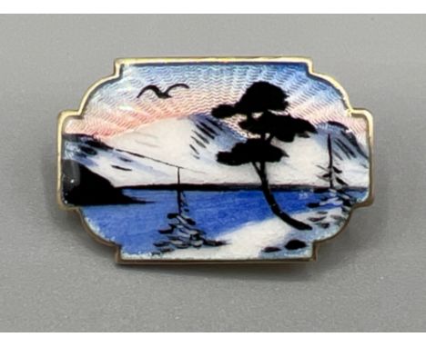 Ivar Holth sterling silver and enamel brooch. In good condition