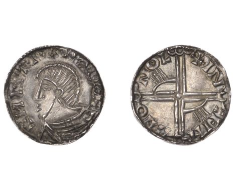 Hiberno-Scandinavian period, Phase II/III, Sihtric, Penny, Dublin, in imitation of Long Cross coinage, draped bust left, long