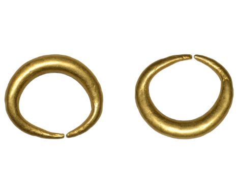 First Millennium BC, Ring Money, a small solid penannular smooth gold band of plain metal with finely tapered ends, 1.12g, 15