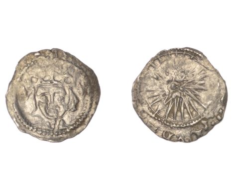 Edward IV (First reign, 1461-1470), Bust/Rose on Sun: ‘Doubles’ coinage (c. 1467-70), Penny, Dublin, mm. unclear, crowned bus