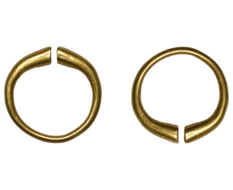 First Millennium BC, Ring Money, a small, solid penannular gold band of plain metal with flared ‘trumpet’ ends, 1.76g, 15mm (