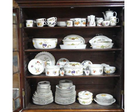 An extensive Royal Worcester 'Evesham' pattern part Dinner, Tea and Coffee Service, comprising Tureens, Fruit Bowl, Dinner Pl