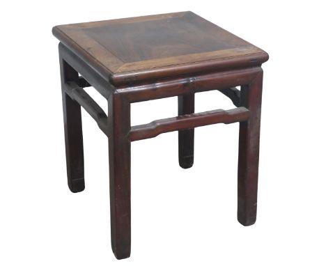 An antique Chinese carved hardwood side Table / occasional Table, of small proportions, circa 1900, square top above pierced 