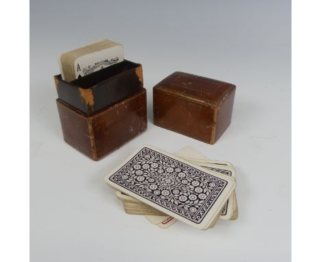 An early 20th century gilt tooled leather playing card Case, by 'Walter Jones, 195 &amp; 196 Sloane St SW', H 10 cm. 