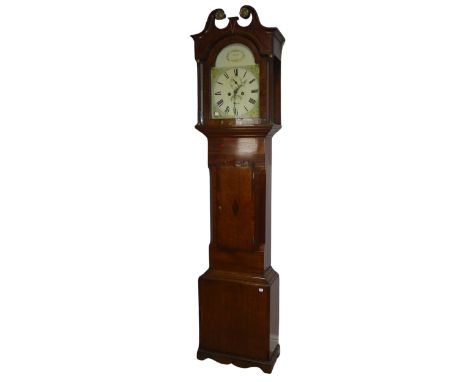 A Georgian mahogany 8-day Longcase Clock, the 12'' painted dial with Roman numerals and seconds, signed 'Uglow, Truro', encas