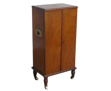 A late 19th century mahogany Campaign Cabinet, of small proportions, brass escutcheon to top and inset brass handles to eithe