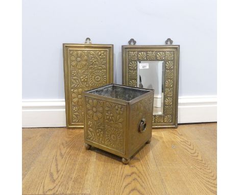 A small 19th century Aesthetic movement brass Planter, believed to be William Tonks and Sons, of square form embossed with st