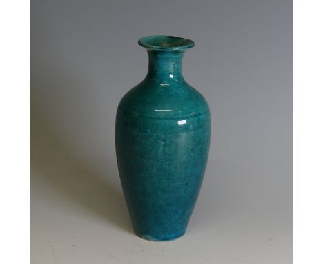 An antique Chinese turquoise monochrome Vase, of baluster form, H 17cm.Provenance - The Damien Parsons Collection. The proper