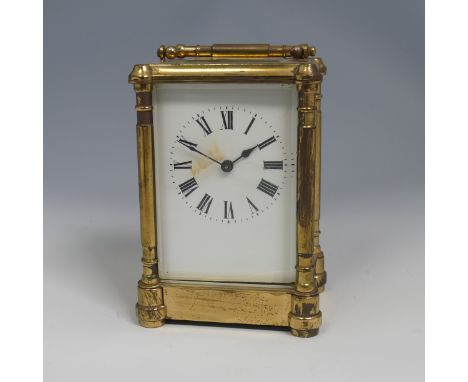 A 20th century French brass carriage Clock, H 14 cm. 