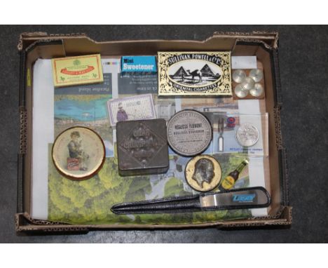 Vintage tins, letter opener, etc. 