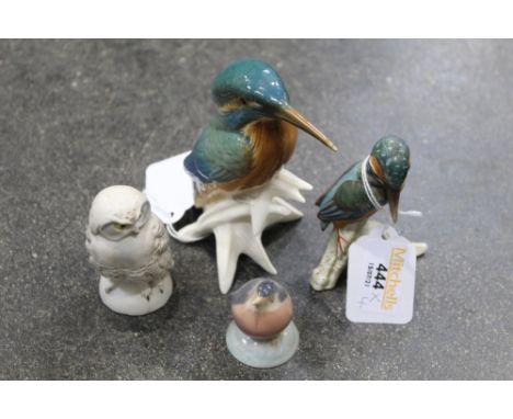 Two Goebel bird ornaments, Copenhagen bird ornament and another continental bird ornament  