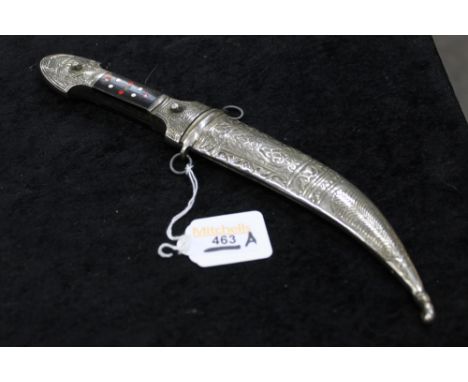 Middle Eastern dagger in white metal scabbard