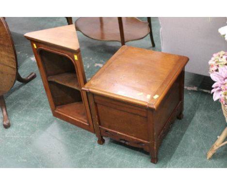 A mahogany commode together with a mahogany corner cupboard of small form