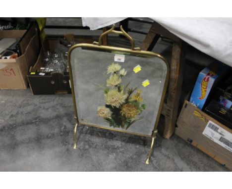 Mirror fire screen with painting on glass