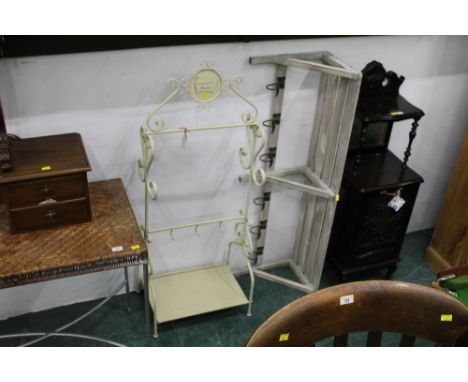 A wall hanging shelf and coat rack and a towel rail